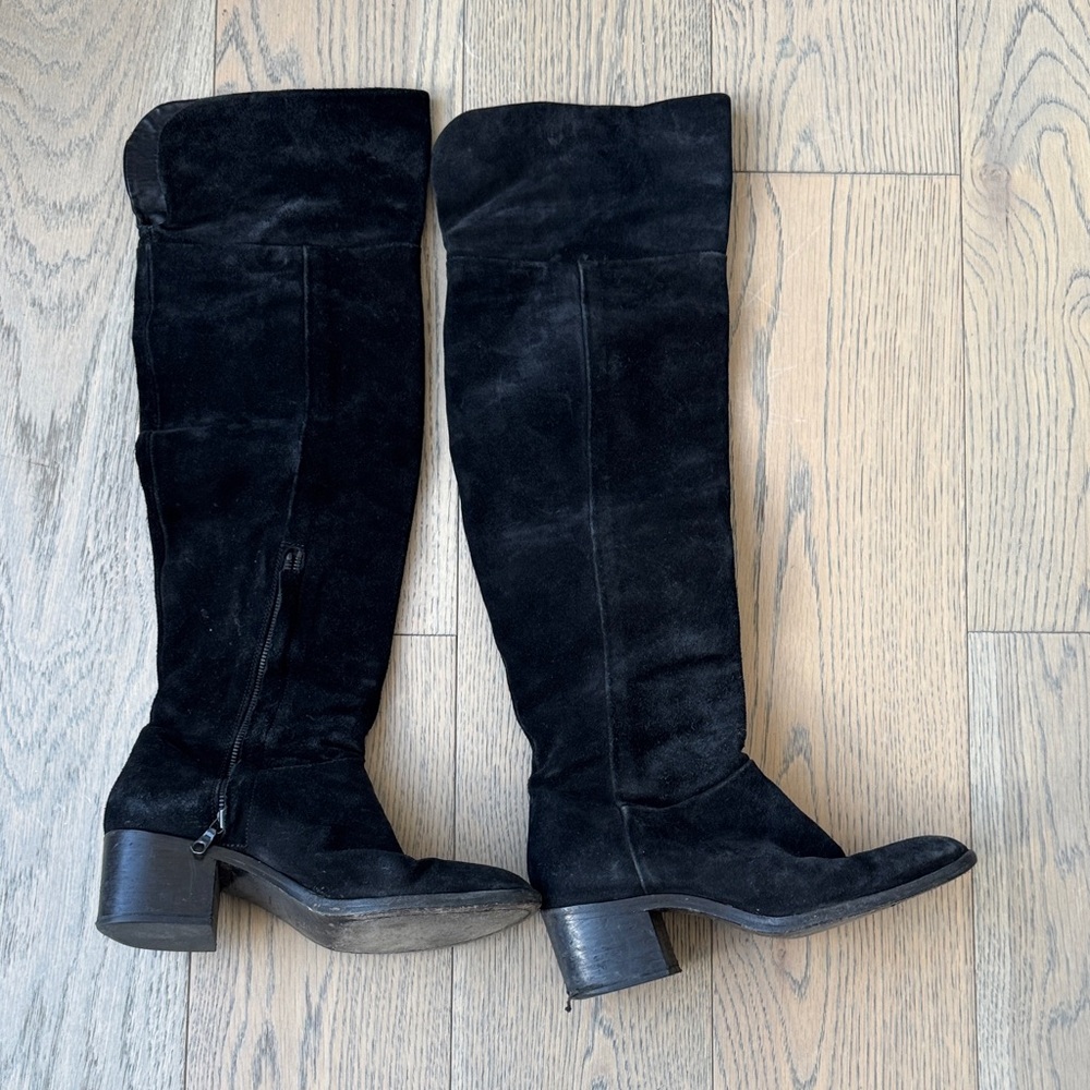 Rag & Bone Black Suede Knee-High Boots - Women's Classic Style size 38.5